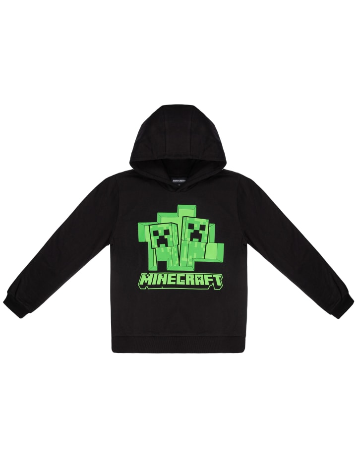 Minecraft Jungen Creeper Hoody Kapazenpullover in schwarz