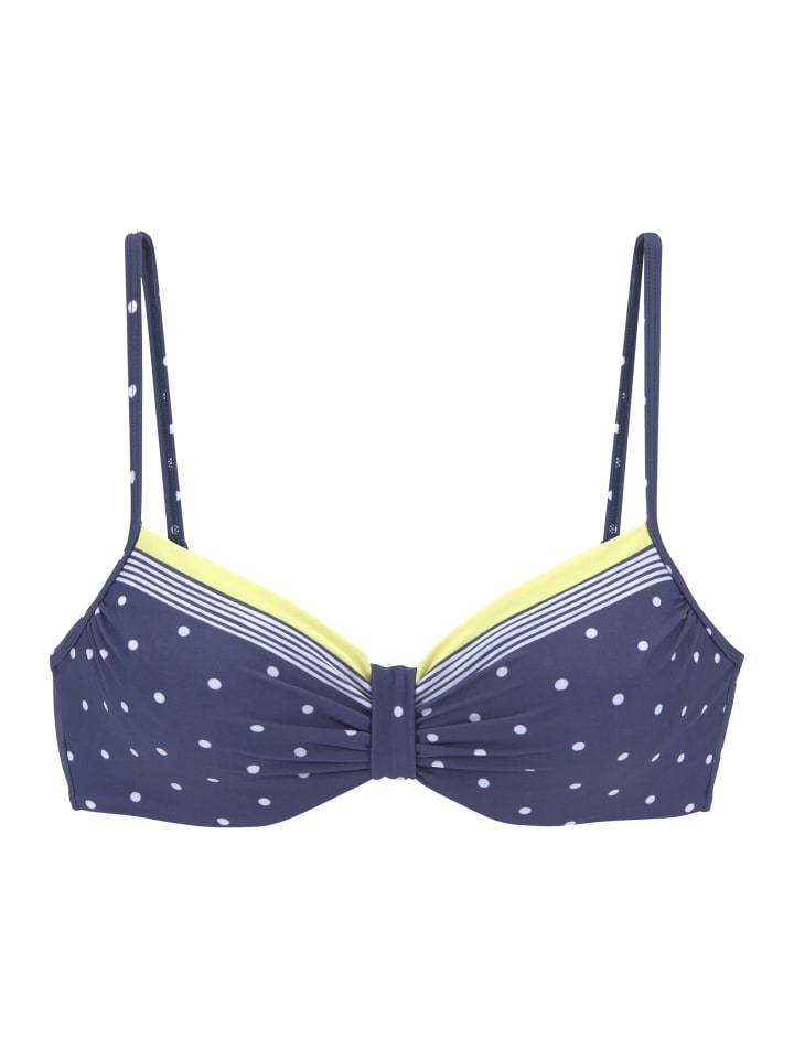 Bügel-Bikini-Top in blau-gelb-bedruckt