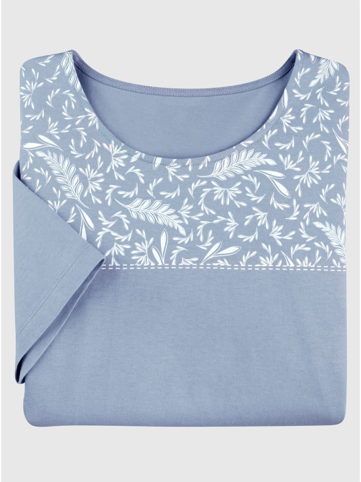 Kurzarm-Shirt in bleu-ecru