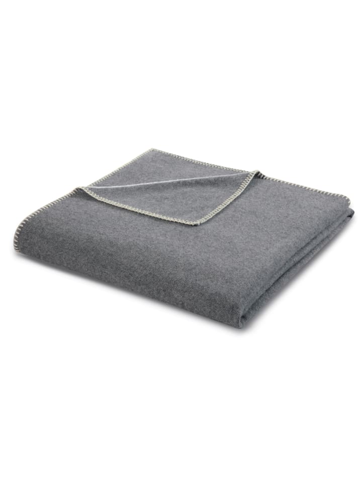 Wohndecke 100% Wolle Uni in grau