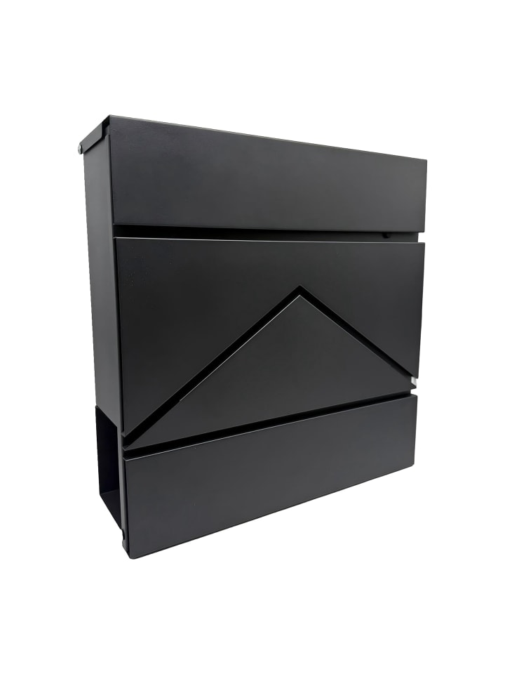 Briefkasten in Schwarz - (B)37 x (H)37 x (T)11 cm