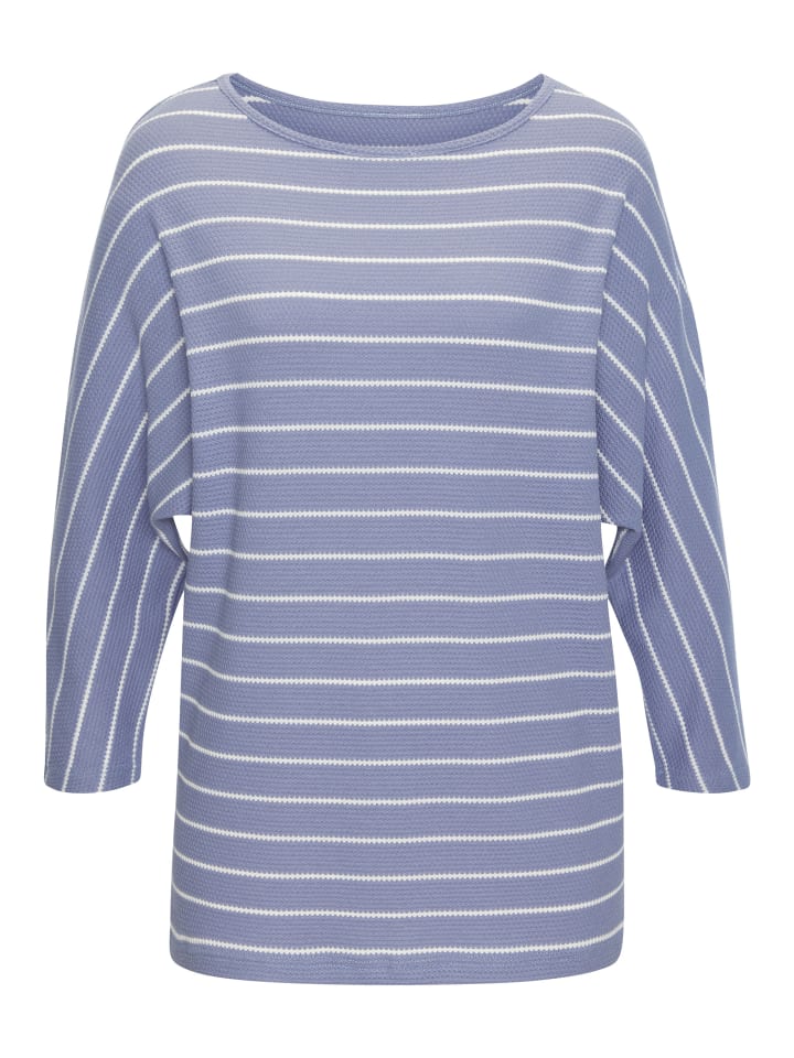 3/4-Arm-Shirt in blau, weiß