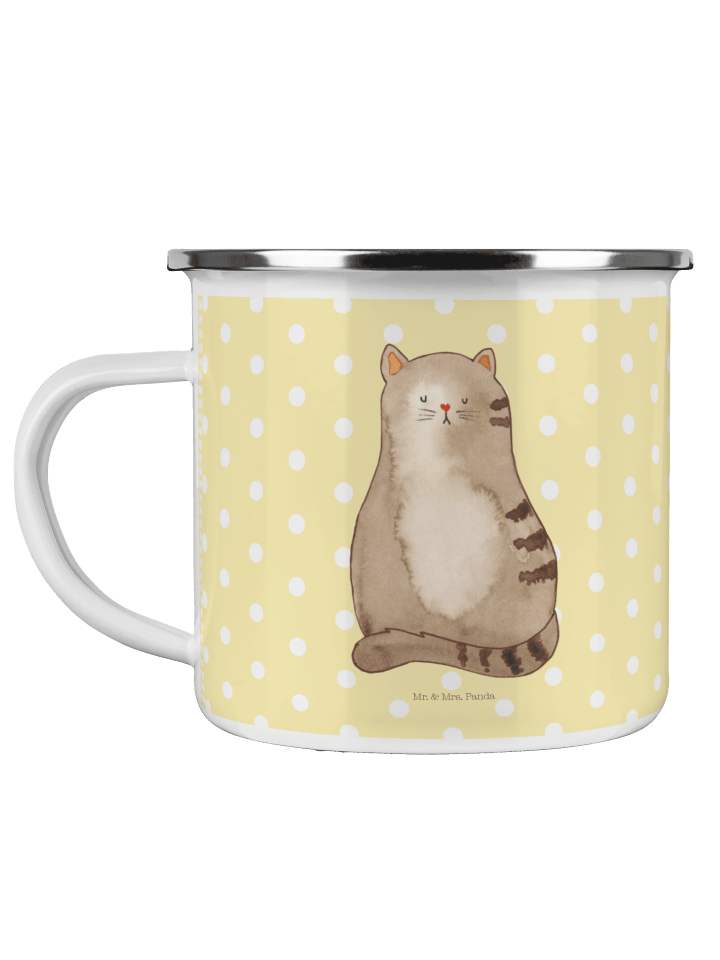 Trinkbecher Katze Sitzen ohne Spruch in Gelb Pastell