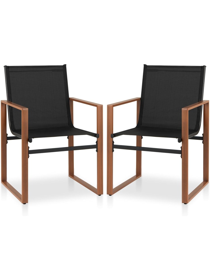 2er Set Gartenstühle in Schwarz