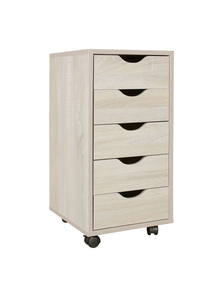Rollcontainer in Grau / MDF / 33x38x64