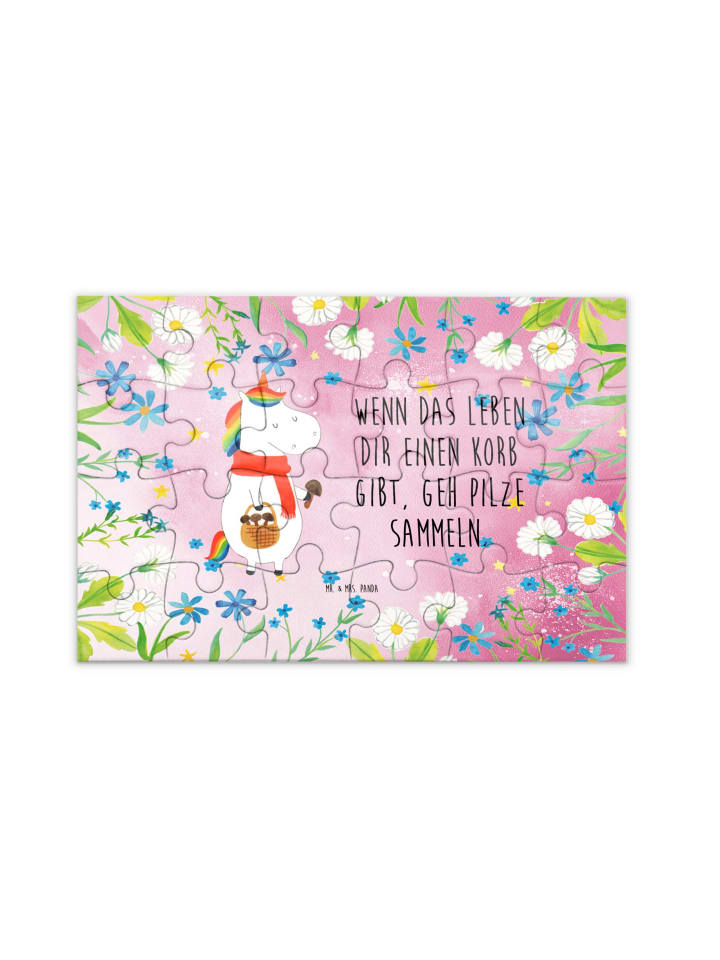 Puzzle Einhorn Pilz mit Spruch in Rot Pastell