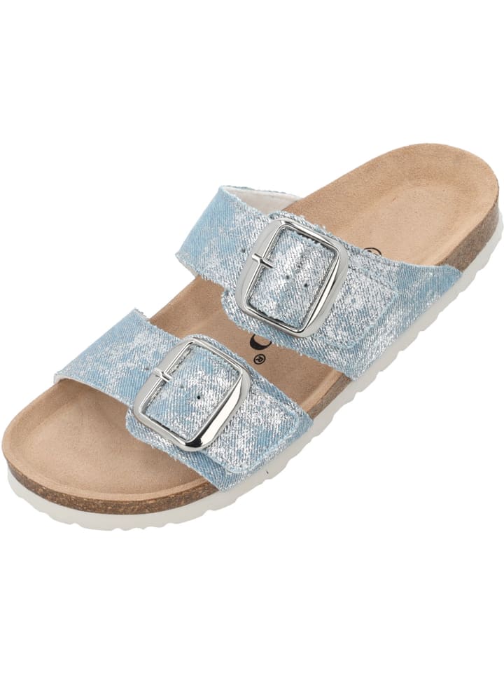 Pantoletten Samos GS Jeans in Hellblau/Silber