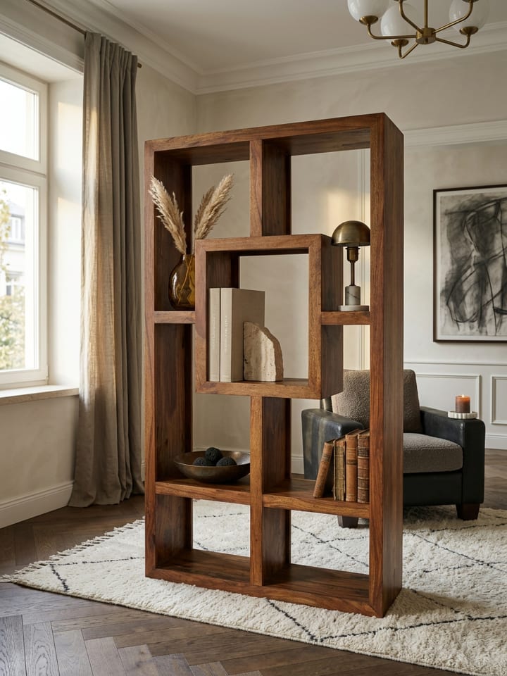 Bücherregal MUMBAI Massiv-Holz 90 x 180 cm Wohnzimmer-Regal