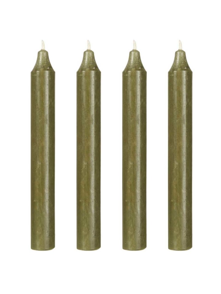 Stabkerze WALDGRÜN Rustikal Grün Ø 2,2 cm Länge 18 cm 4er Set