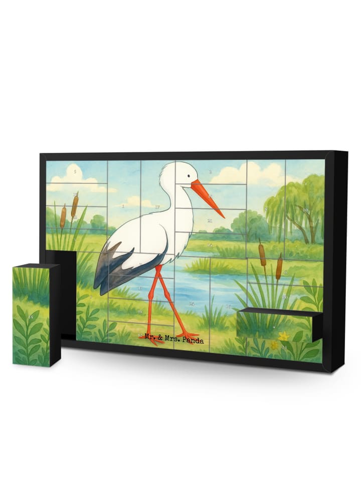 Adventskalender Storch Design ohne Spruch in Weiß