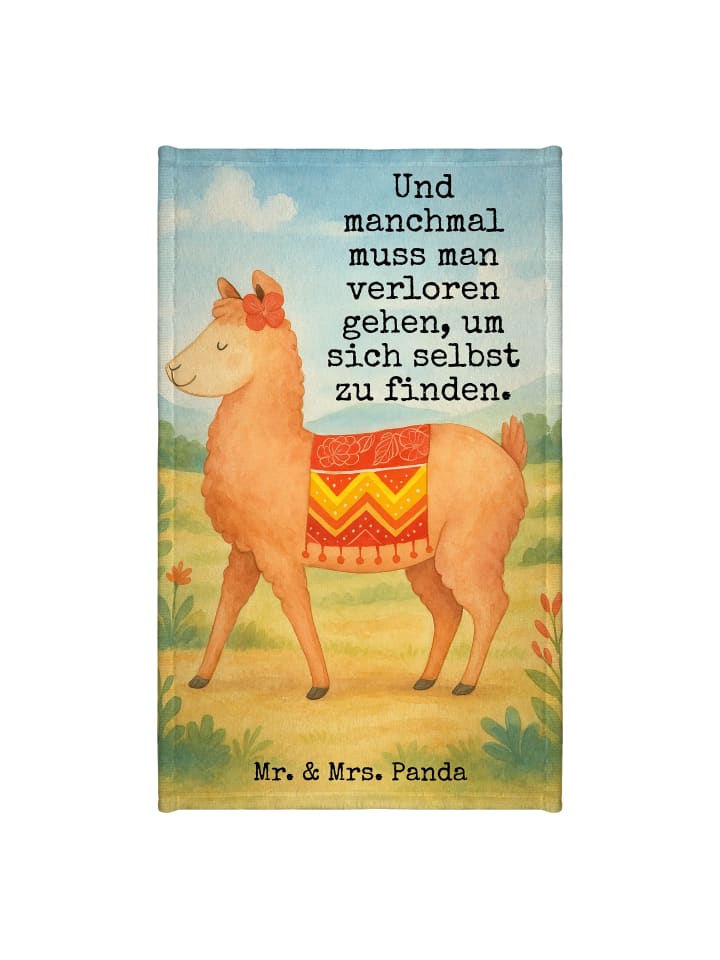 Handtuch Alpaka Stolz Design mit Spruch in Weiß