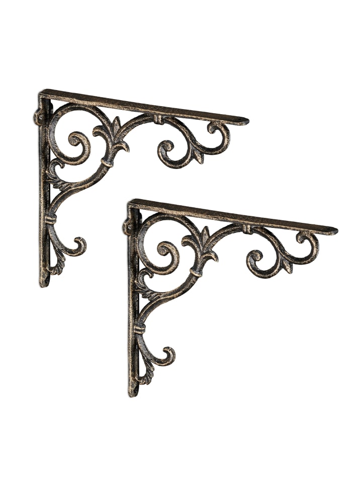 4 x Regalwinkel "Barocke Ornamente" in Bronze