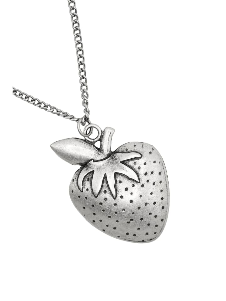 Lange Kette " Erdbeere " in altsilber