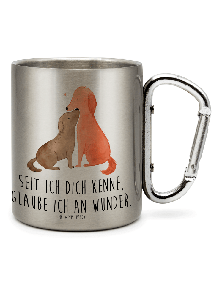 Thermobecher Hunde Liebe mit Spruch in Silber