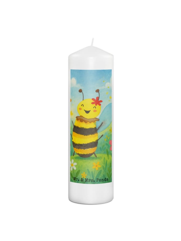Kerze Biene Happy Design ohne Spruch in Weiß