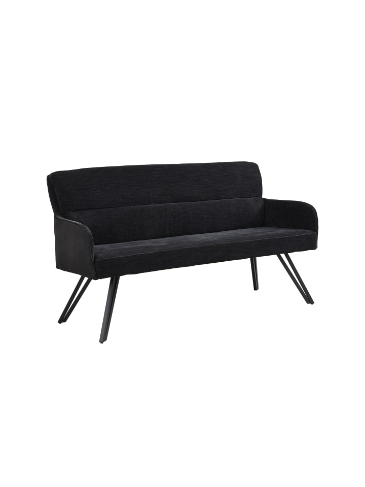 Bank TINO in schwarz - B 160, H 94, T 67 cm