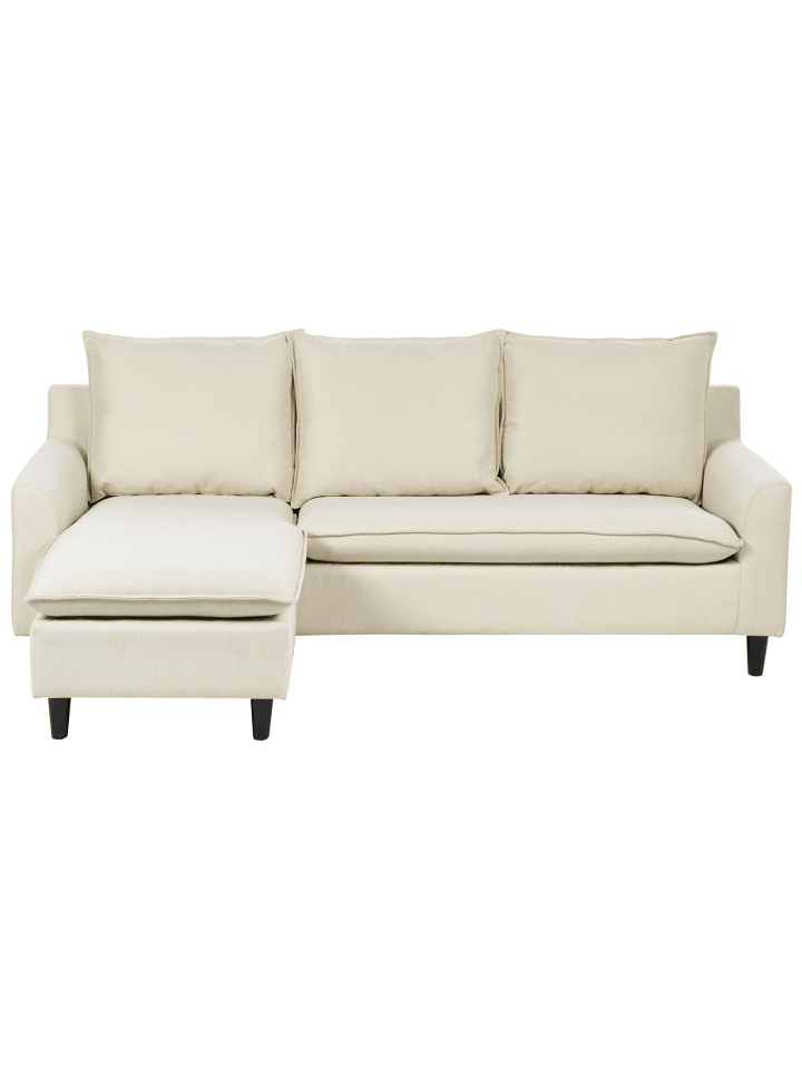 Ecksofa ELVENES in Beige/Schwarz - (W) 206 x (H) 69 x (L) 140 cm rechtsseitig