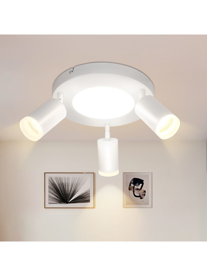 Deckenleuchte LED 3-flammige GU10 in weiß rund schwenkbar Warmweiß L 25cm