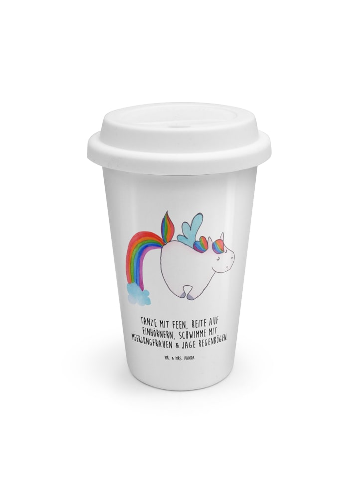 Thermokaffeebecher Einhorn Fliegendes Pferd mit... in Weiß