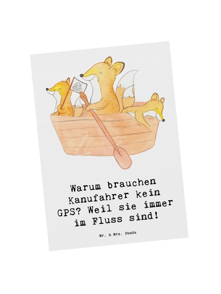 Postkarte Kanu Lebensweg mit Spruch in Weiß