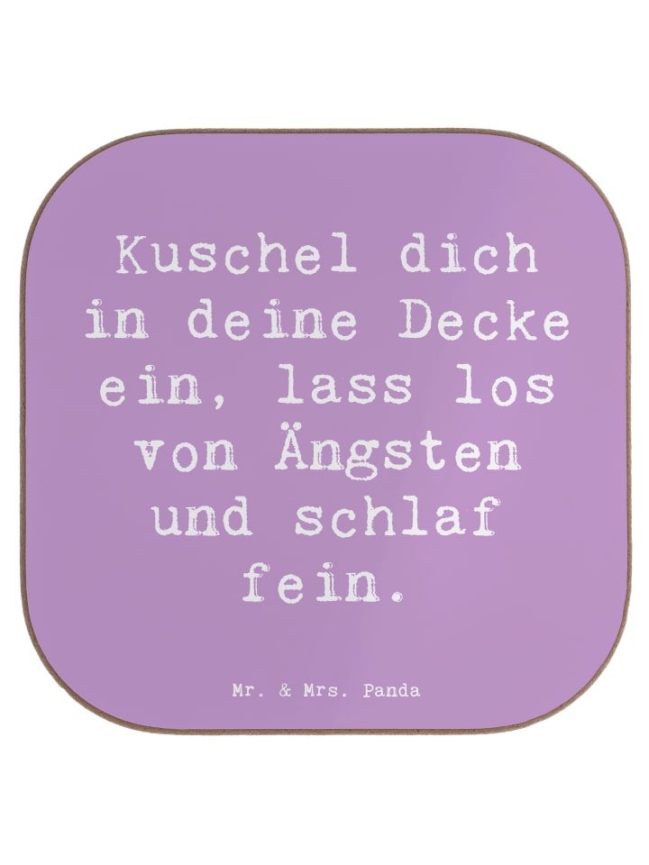 Glas-Untersetzer Spruch Alleine schlafen lernen... in Lavendeltraum
