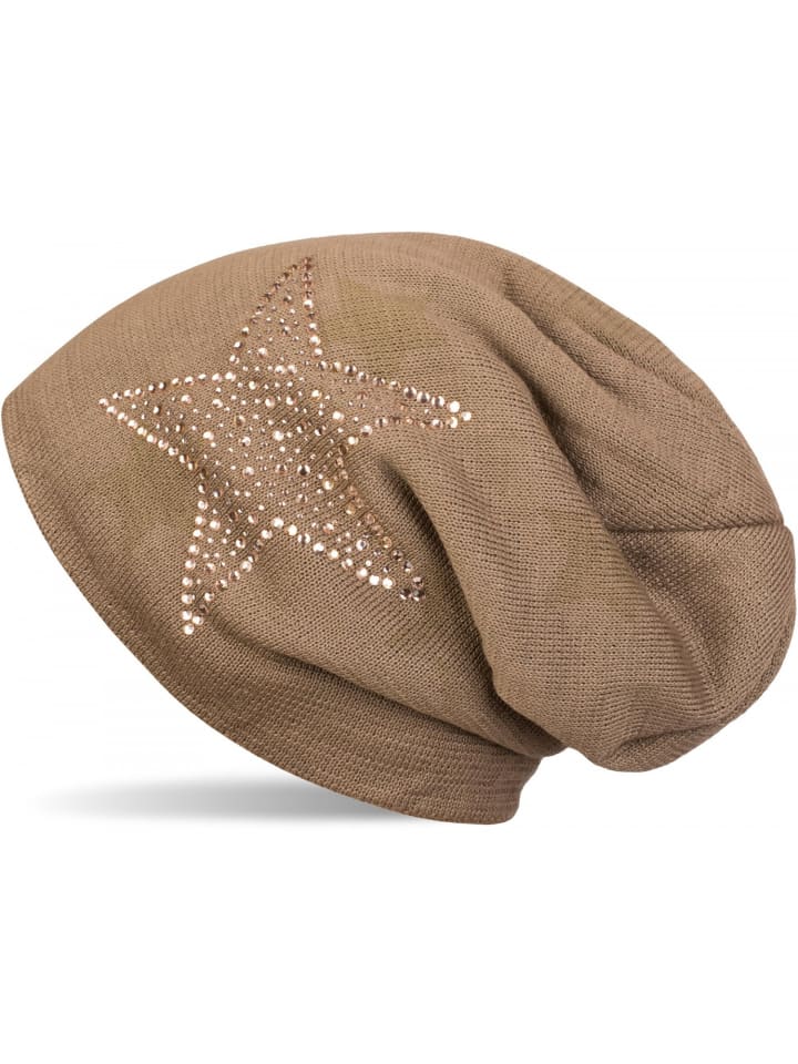 Feinstrick Beanie Mütze in Braun