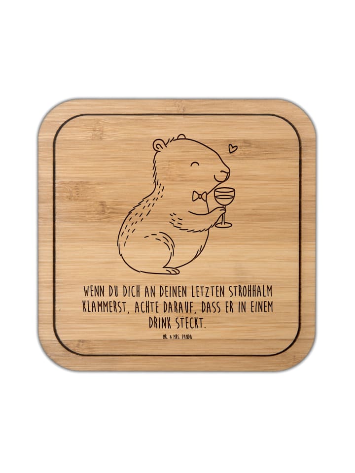 Korkuntersetzer Capybara Wein mit Spruch in Transparent