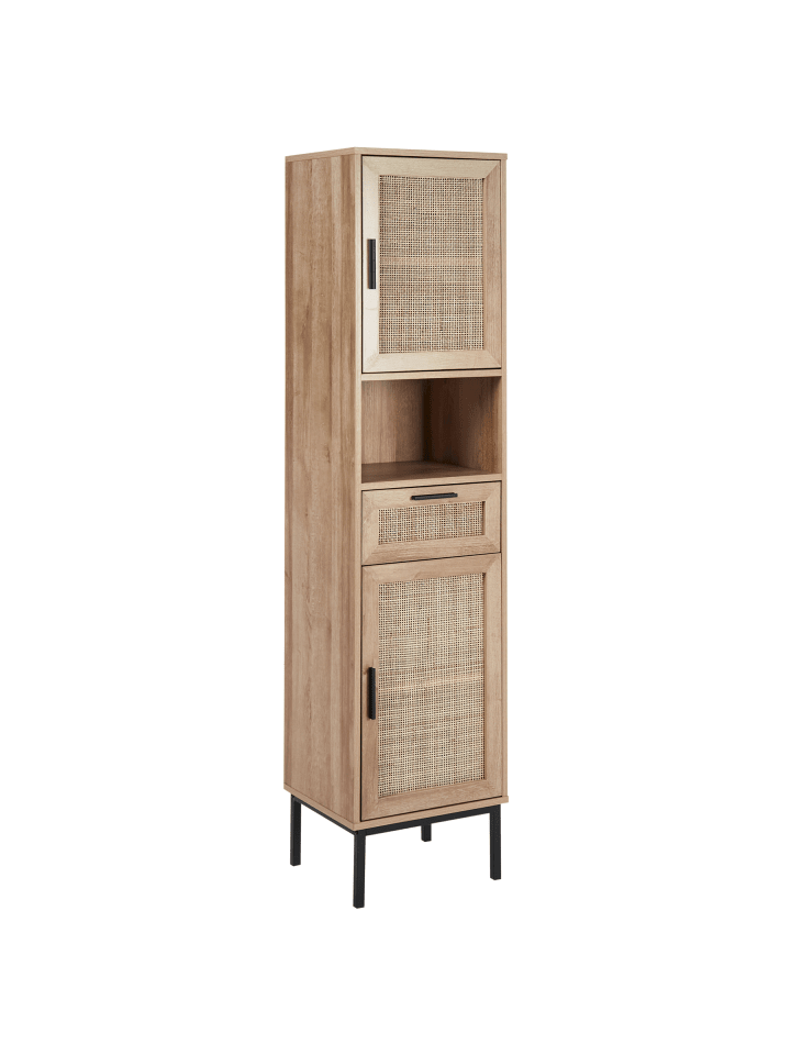 Badezimmerschrank ROSELL in Naturfarben/Braun - (W) 40 x (H) 165 x (L) 36 cm