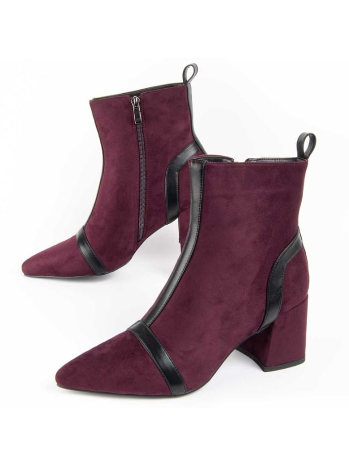 Boots ette mit Absatz, Farbe Cella in Bordeaux