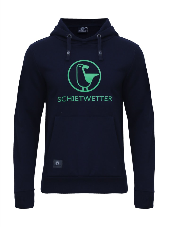 Kapuzenpullover "Schietwetter" in navy-neongreen