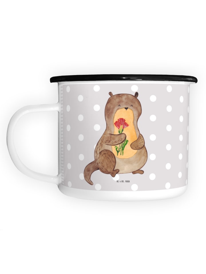 Kaffeetasse Otter Blumenstrauß ohne Spruch in Grau Pastell