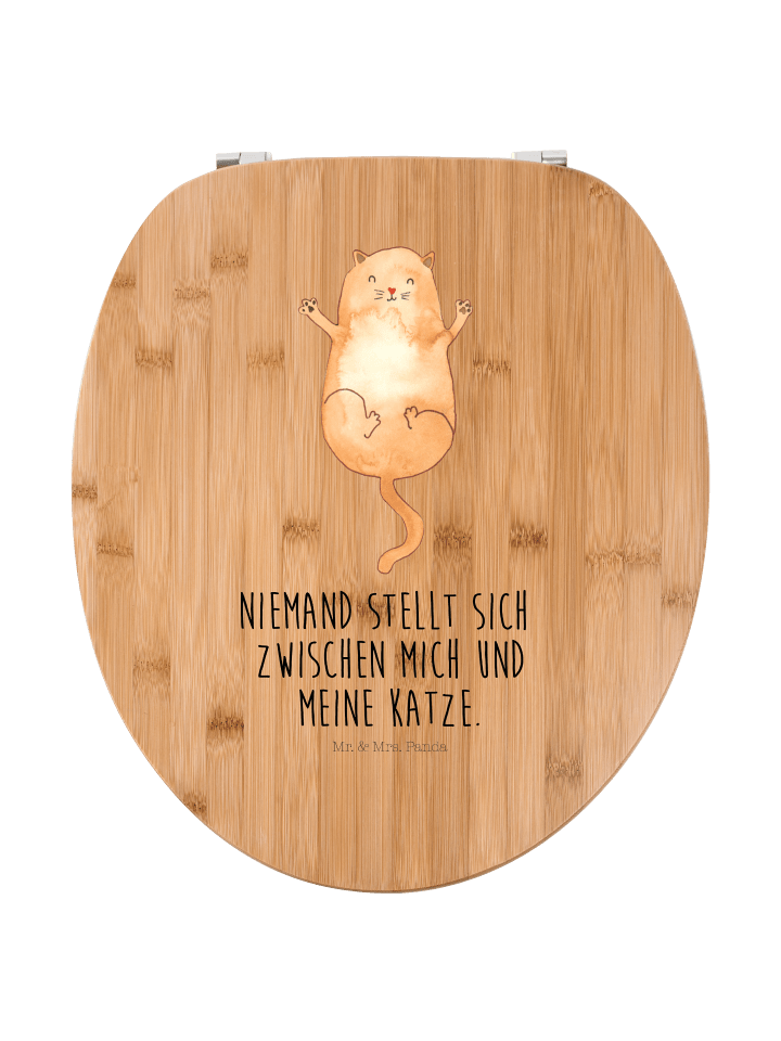 Toilettendeckel Katze Umarmen mit Spruch in Braun