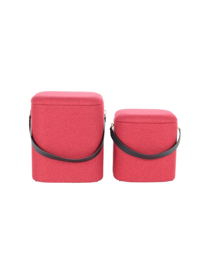 Hocker Arabella 225 2er-Set in rot - schwarz