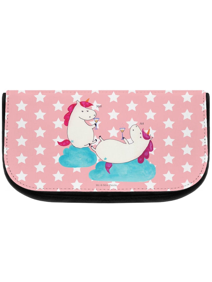 Kosmetiktasche Einhorn Sekt ohne Spruch in Rot Pastell