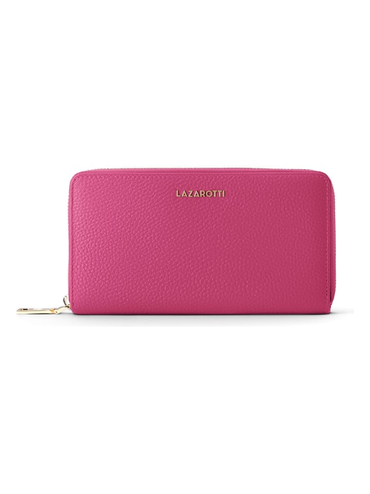 Bologna Leather XL Zip-Around Geldbörse Leder 19 cm hot pink