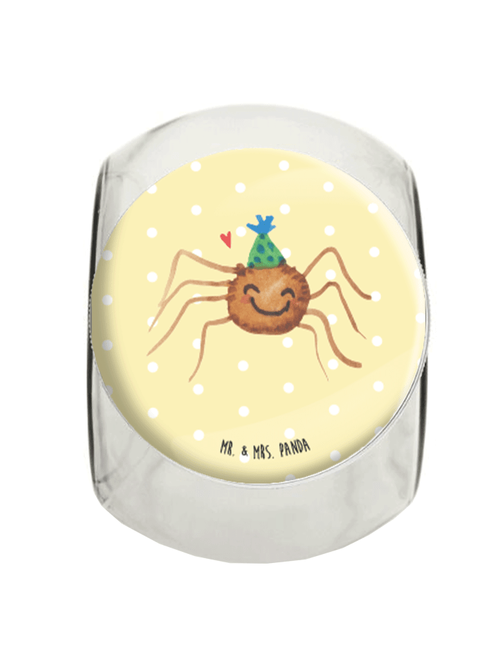 Bonbonglas Spinne Agathe Party ohne Spruch in Gelb Pastell
