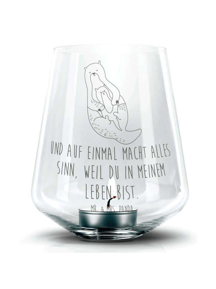 Kerzenhalter Otter Kind mit Spruch in Transparent