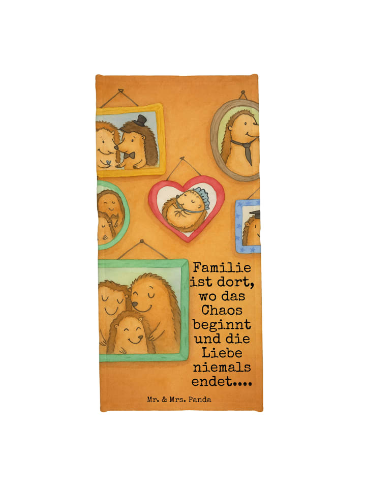 Handtuch Igel Familie Design mit Spruch in Grau Pastell