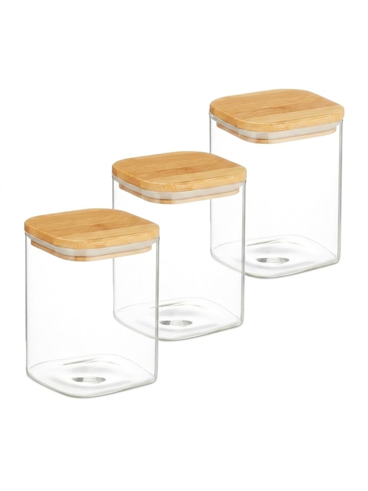 3 x Vorratsglas in Transparent/ Natur - 900 ml