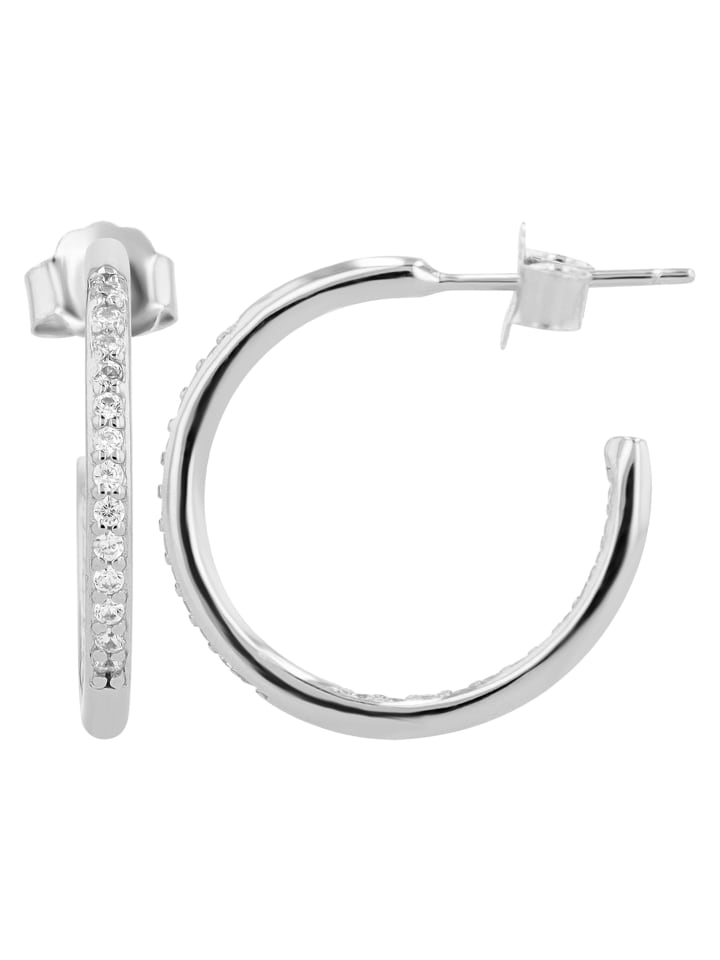 Damen Ohrringe – Creole aus 925 Silber mit Zirkonia in silber