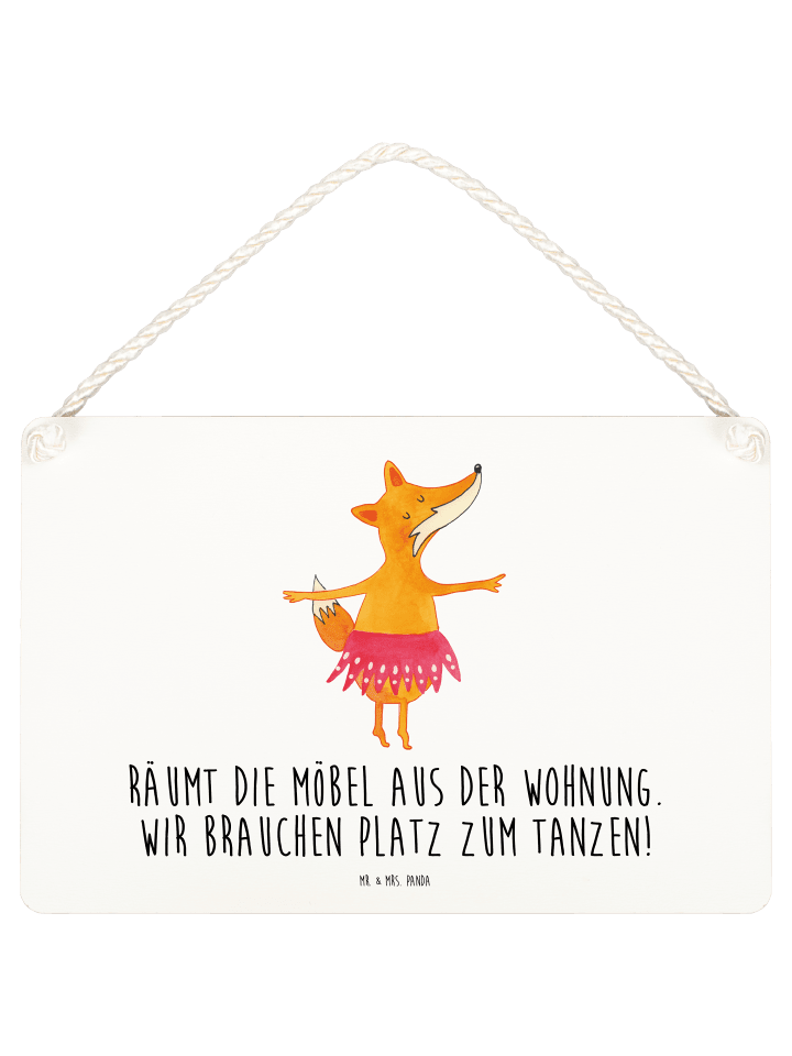 Schild Fuchs Ballerina mit Spruch in Transparent