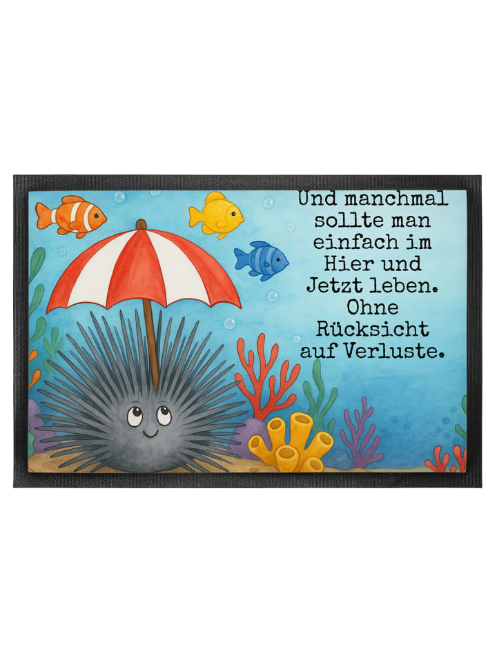 Schmutzmatte Seeigel Design mit Spruch in Weiß