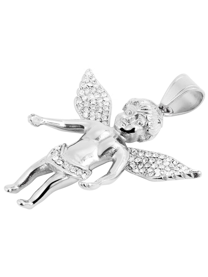 Damen Anhänger – Anhänger aus Edelstahl mit Strass Steinchen in silber
