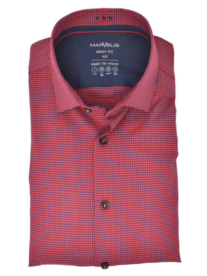 Body Fit Easy To Wear Hemd in Rot