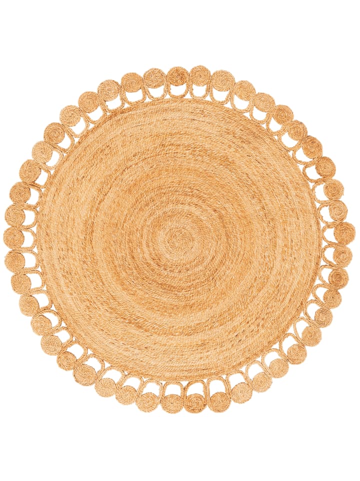 Jute Teppich Salsa Boho Rund in beige