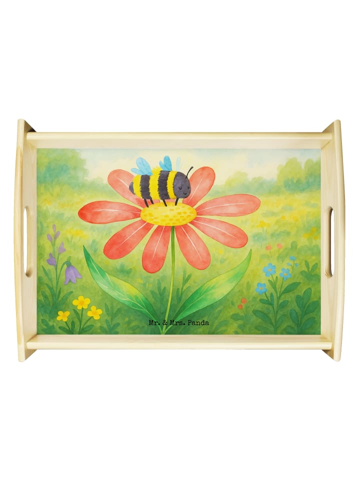 Servierplatte Hummel Blume Design ohne Spruch in Weiß