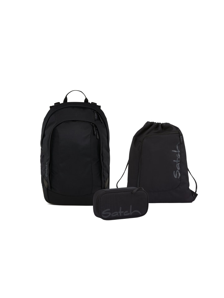 Schulrucksack-Set AIR Blackjack 3-teilig in Schwarz
