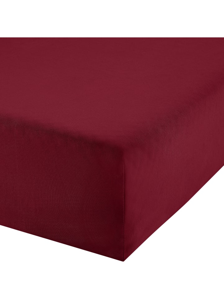 Single-Jersey Boxspring-Spannbettlaken Murnau in weinrot