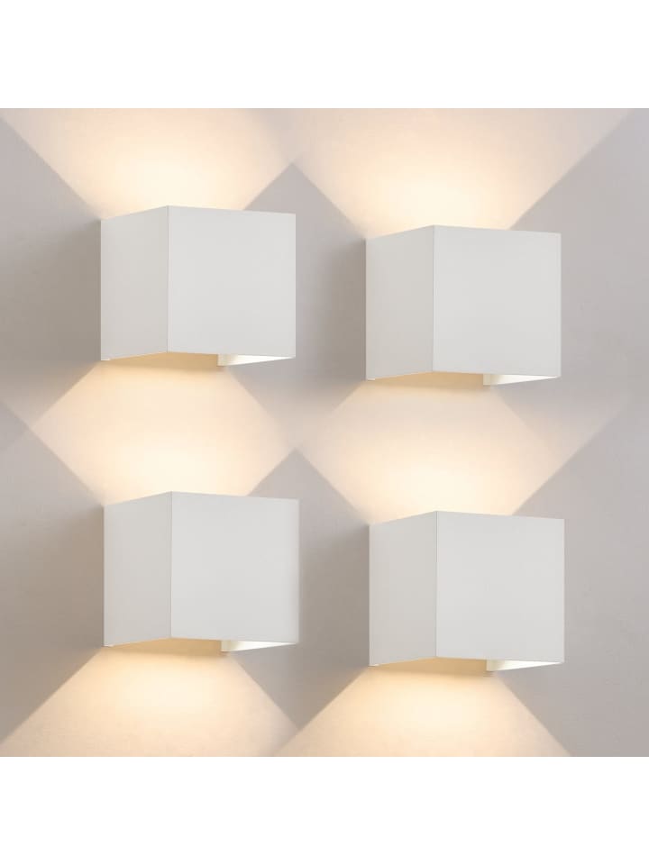 4er-Set Wandleuchte LED 5W in weiß modern 3000K warmweiß IP65
