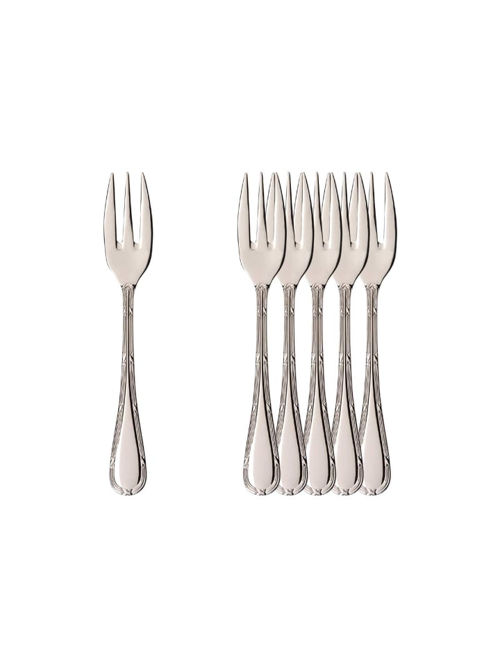 6er Set Kuchengabeln Kreuzband Septfontaines in Edelstahl 14,5 cm